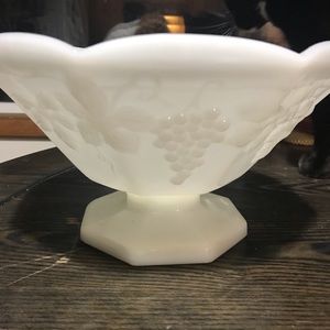 VintageMilk glass footed bowl